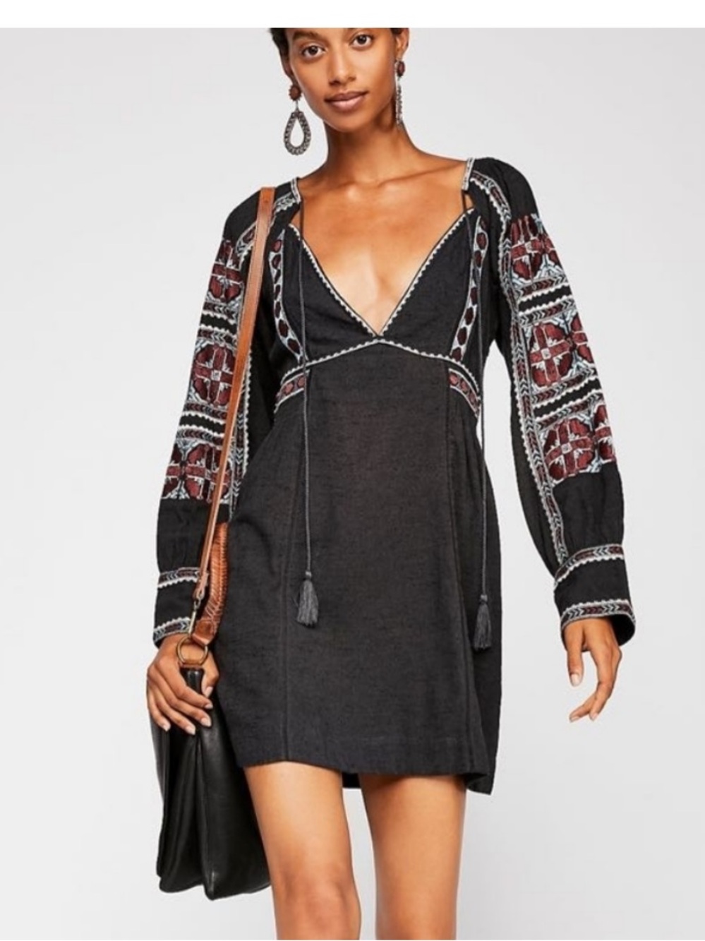 Free People All My Life Embroidered Smocked Mini Dress Size Small